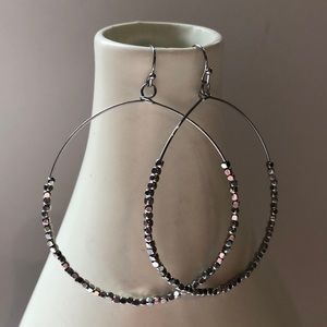 Jewelry - Silver hoop earrings with mini beads Jewelry - Silver hoop earrings with mini beads
